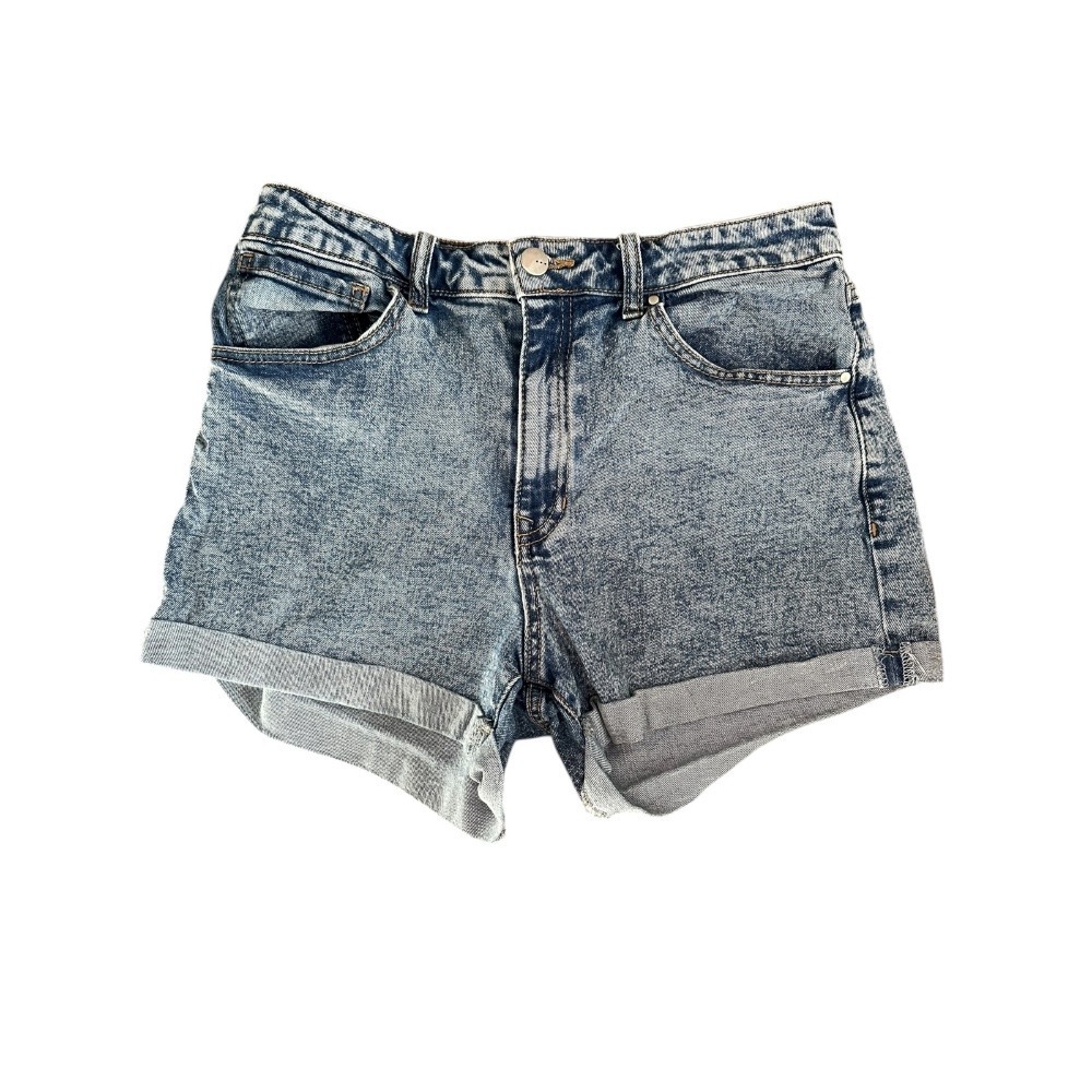 tgla Denim Shorts High Waist Cuffed Acid‎ Wash Blue Jean Shorts Size Unknown